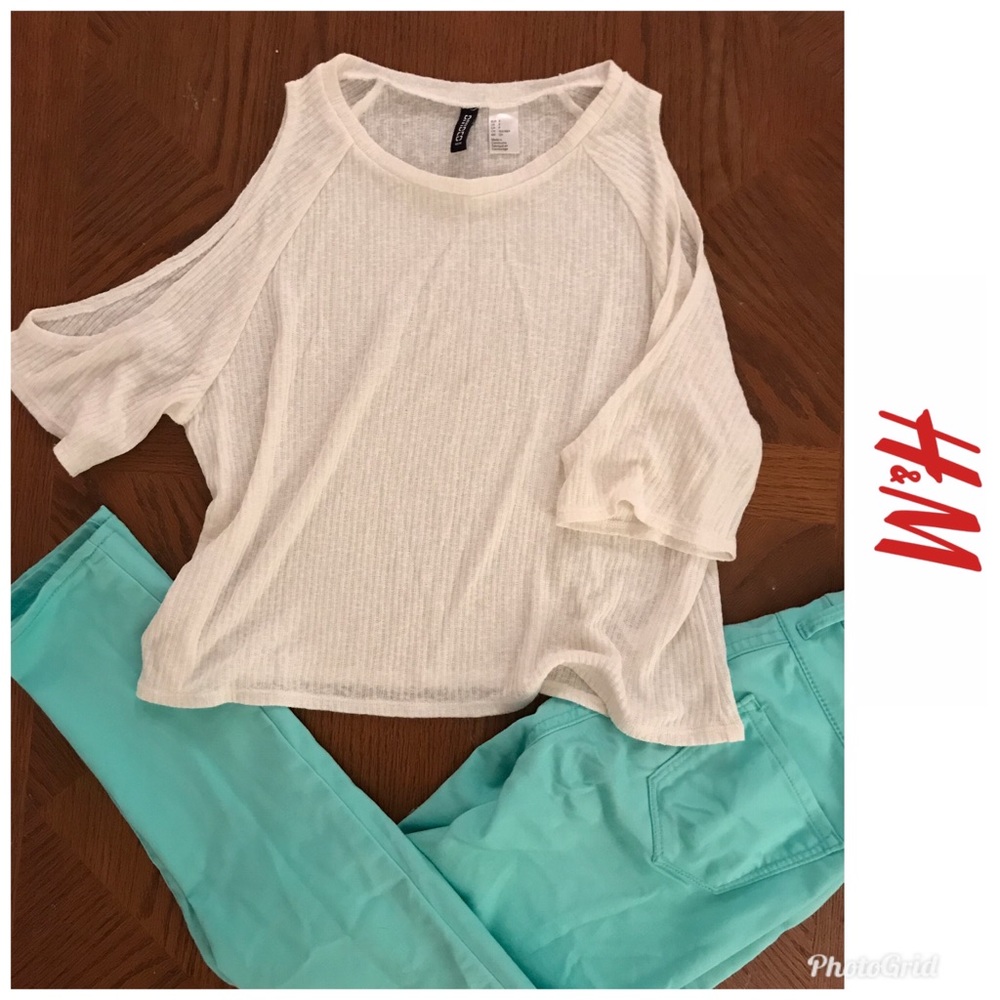 Sheer Knit Cold Shoulder Knit Crop Top